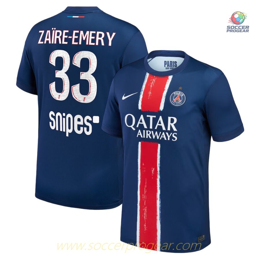 PSG Home Football Soccer Team Shirt 2024-2025 Season Zaire Emery 1 Star