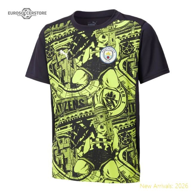 Authentic 2024-2025 Man City Pre-match Shirt (yellow Glow) - Kids (de