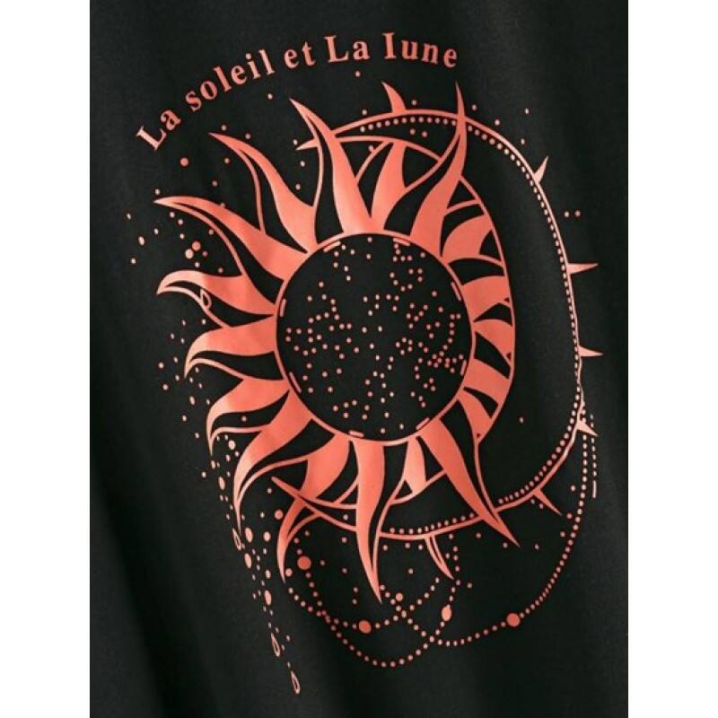 Sun Slogan Print Drop Shoulder Oversized T Shirt DM1693