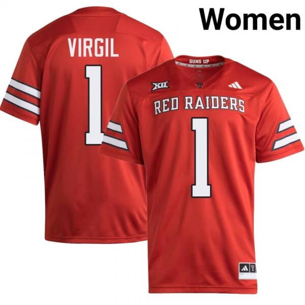 Texas Tech Red Raiders #1 Reggie Virgil Women Stitch Jersey - Red
