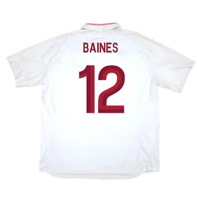 New Breathable England Home Soccer Jersey (Baines 12)