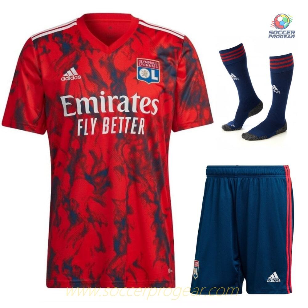 OL Authentic Away Children Soccer Uniform Team Shirt 2022 2023