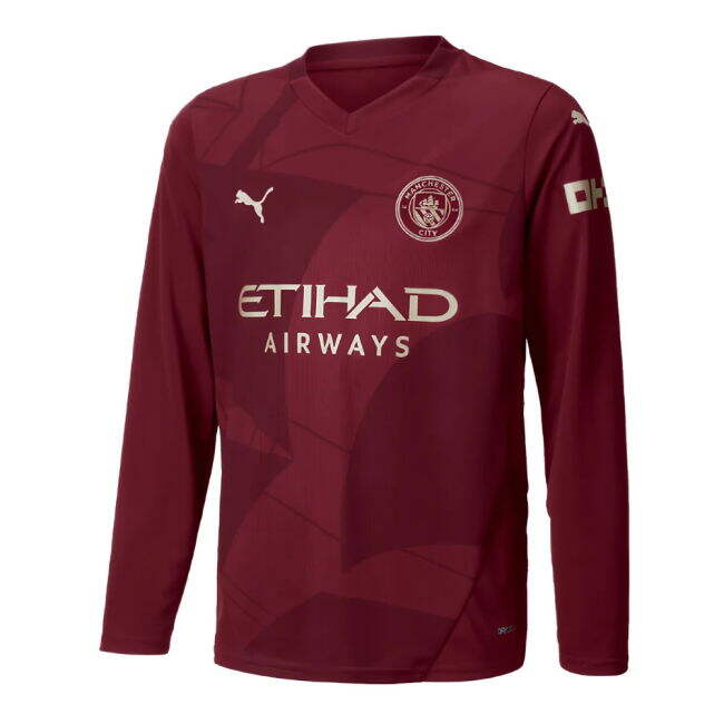 Discounted Man City 2024-2025 Man City Third Long Sleeve Shirt (Kids)