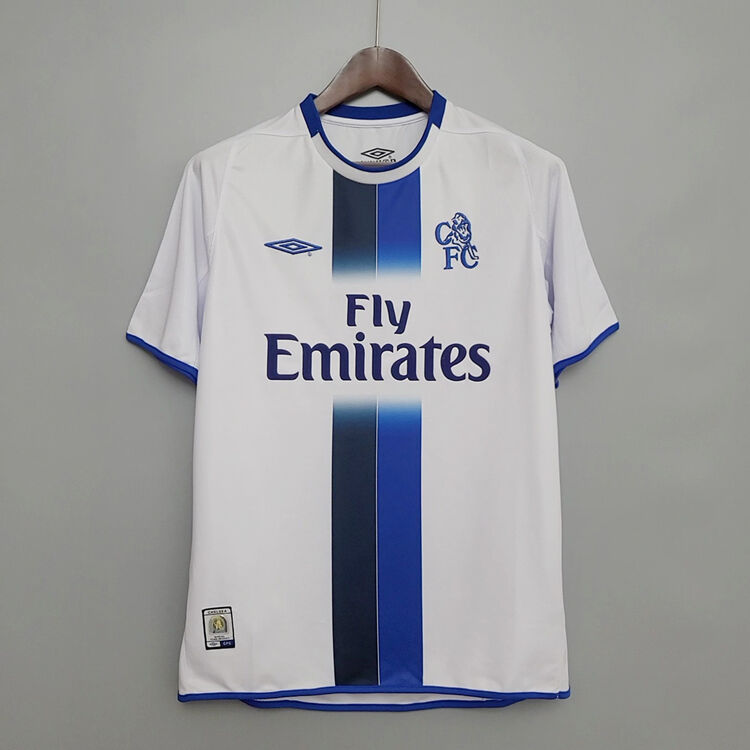 03-05 CHELSEA RETRO AWAY WHITE SOCCER SHIRT JERSEY - Official Replica