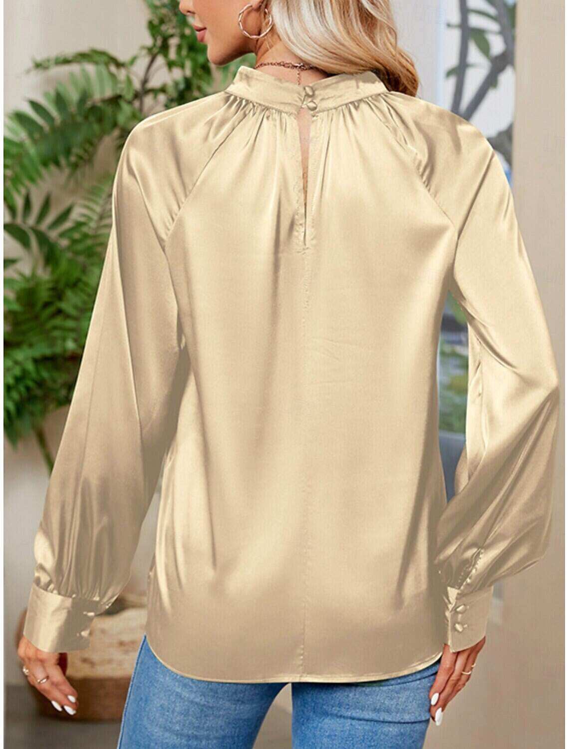 Women's Satin Shirt Blouse Party Work Ladies Stylish Long Sleeve Fall Winter