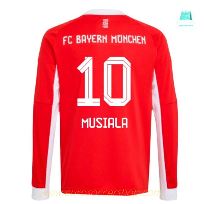 2025-2026 Bayern Munich Long Sleeve Home Shirt (Kids) (Musiala 10)