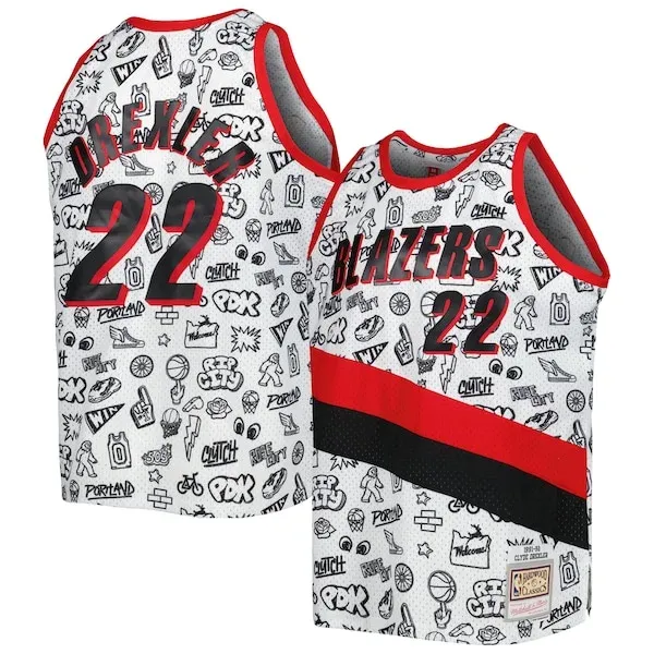 Clyde Drexler POR Swingman Jersey - contemporary Basketball - White #1