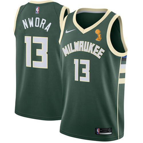 MIL #13 Jordan Nwora Authentic 2021 Finals NBA Jersey - Green Swingman