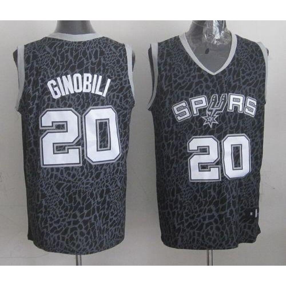 Spurs #20 Manu Ginobili Black Crazy Light Stitched NBA Jersey