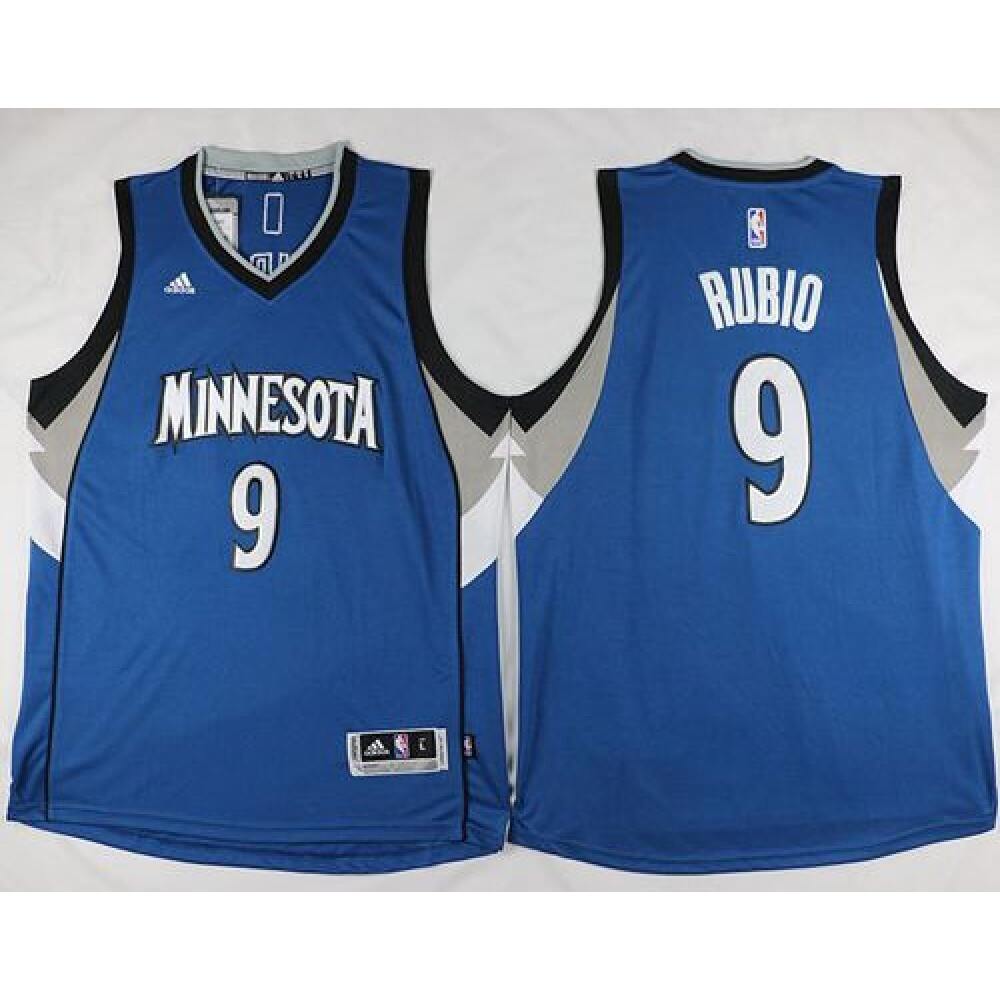 Timberwolves #9 Ricky Rubio Revolution 30 Blue Stitched NBA Jersey