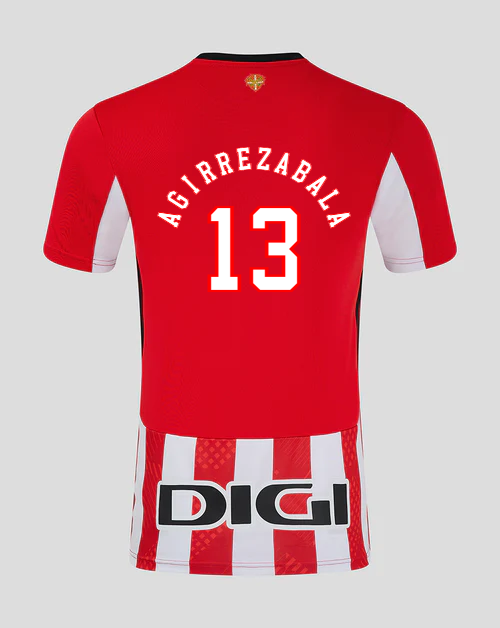 Athletic Bilbao's 24-25 Home Jersey featuring Agirrezabala with the number 13