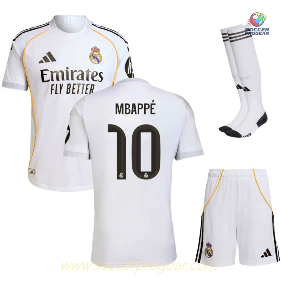 Real Madrid Home Children's Editionren's Jersey Set Team Jersey 2025-26 Edition Mbappe