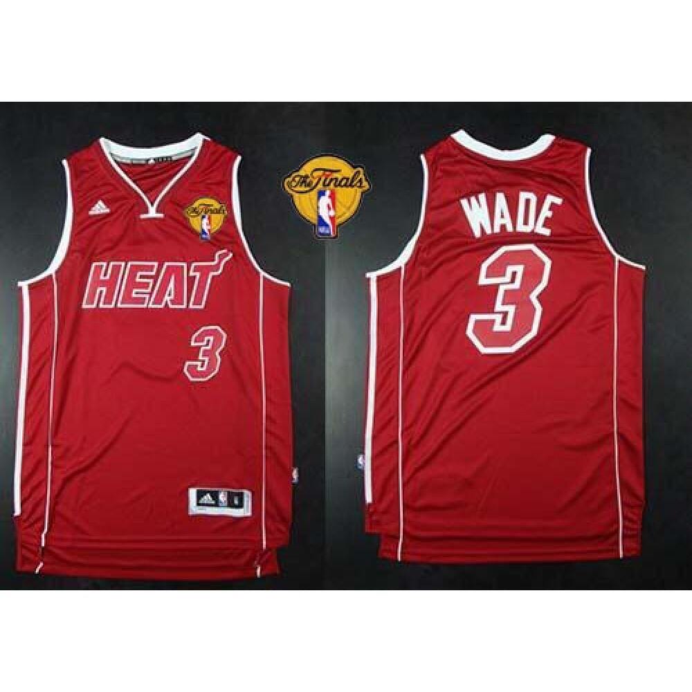 Heat #3 Dwyane Wade Red Pride Swingman Finals Patch Stitched NBA Jersey