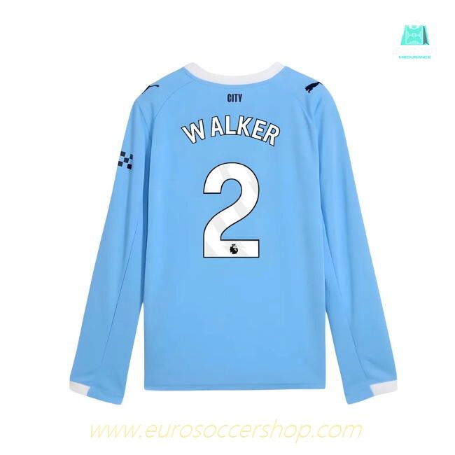 2025-2026 Man City Long Sleeve Home Shirt (Kids) (Walker 2)
