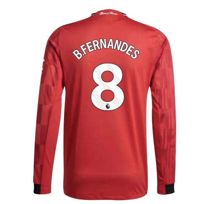 2025-2026 Man Utd Authentic Long Sleeve Home Shirt (B.Fernandes 8) ...