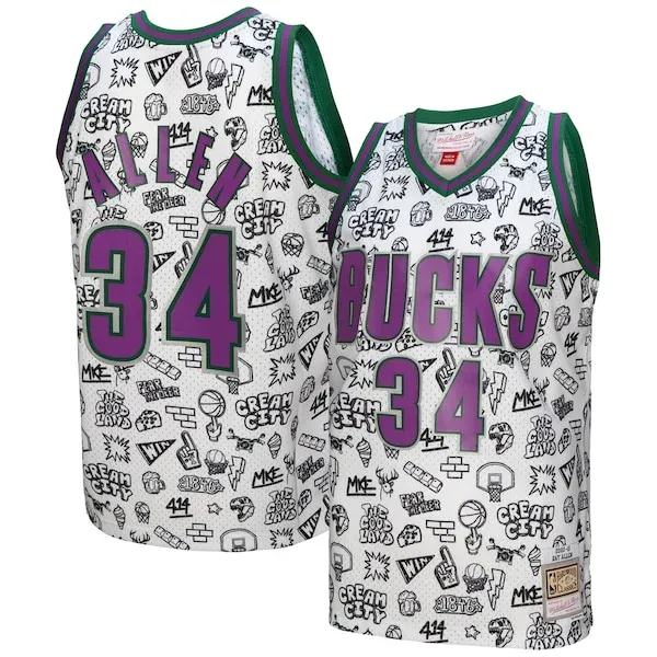 Ray Allen MIL Swingman Jersey - premium NBA - White NBA sports