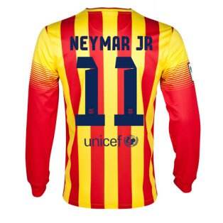 13-14 Barcelona 11 Neymar JR Away Long Sleeve Soccer Jersey Shirt -