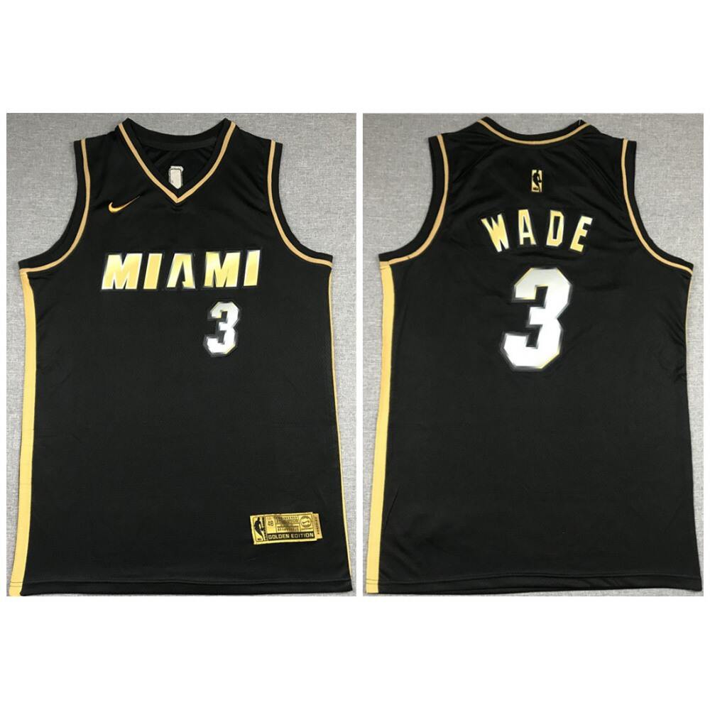 Collector's Item Cost-Effective Men's MIA #3 Dwyane Black Basketball Jersey