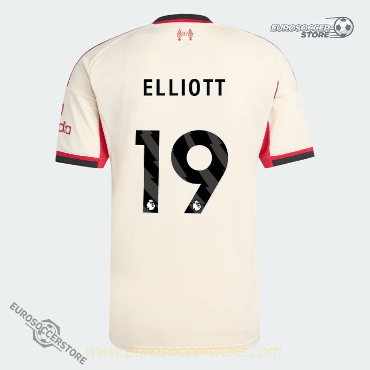 Away Jersey 25-26 of Liverpool's ELLIOTT with the number 19