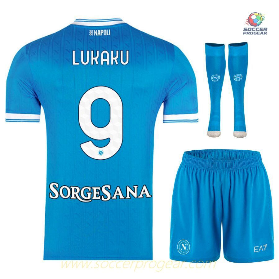 Naples Home Kids Edition Football Kit Football Jersey 2025/26 Collection Lukaku
