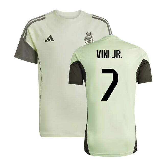 2025-2026 Real Madrid Training Tee (Almost Lime) - Kids (Vini Jr. 7)