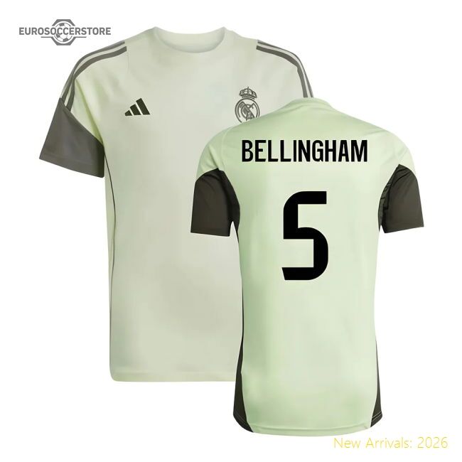 2025-2026 Real Madrid Training Tee (almost Lime) - Kids (bellingham 5)