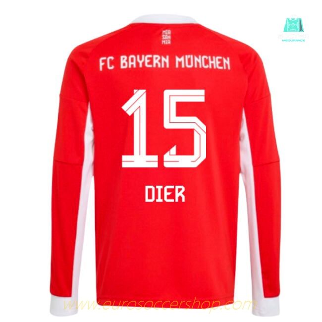 2025-2026 Bayern Munich Long Sleeve Home Shirt (Kids) (Dier 15)