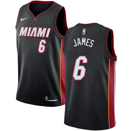 Nike Miami Heat #6 LeBron James Black Womens NBA Swingman Icon Edition Jersey Womens