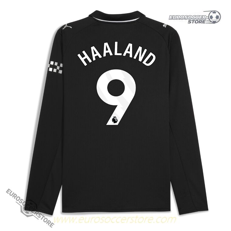 Away Long Sleeve HAALAND 9 Football Jersey for Manchester City 25-26 Season