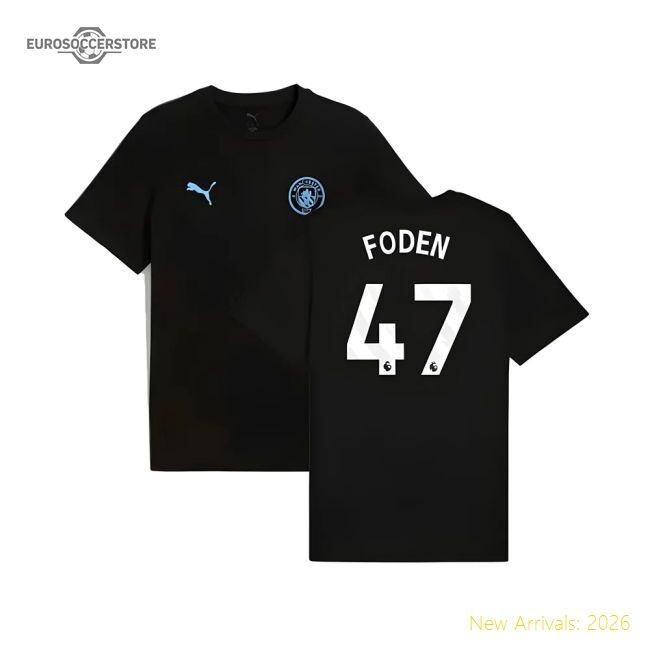 Premium 2025-2026 Man City Ftbless Tee (black) (foden 47) - Premium