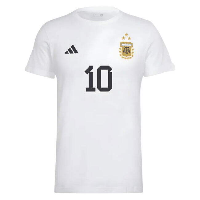 Messi Football Number 10 Graphic T-Shirt (White)