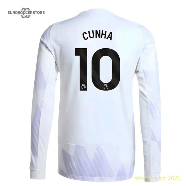 Official 2025-2026 Man Utd Authentic Long Sleeve Away Shirt (cunha
