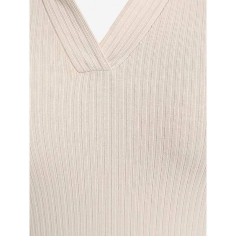 Ribbed Polo Cropped Tee MH7046