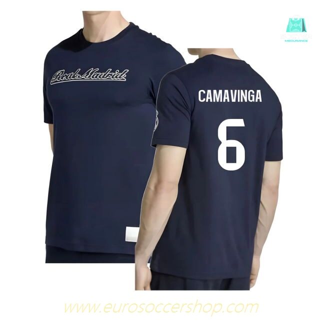 2025-2026 Real Madrid US Tee (Navy) (Camavinga 6)