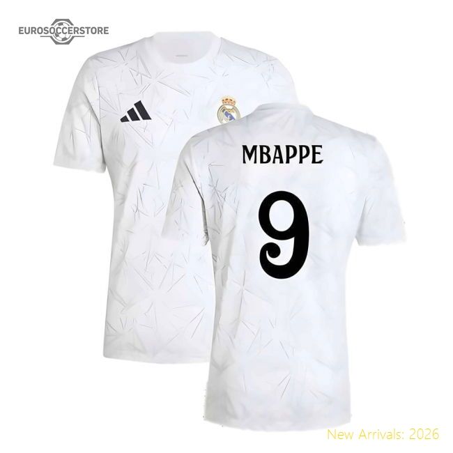 High-quality 2024-2025 Real Madrid Pre-match Shirt (white) (mbappe 9)