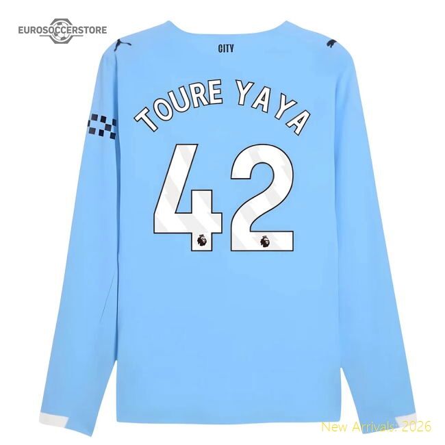 Authentic 2025-2026 Man City Authentic Long Sleeve Home Shirt (toure