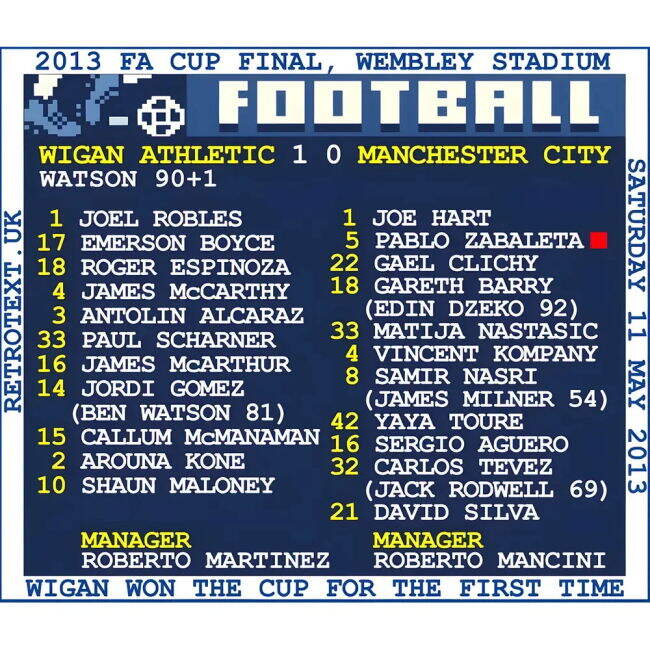 2013 FA Cup Final (Wigan Athletic) Retrotext T-shirt - White