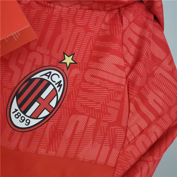 Premium Moisture Wicking AC Milan 21-22 Red Jacket Windbreaker