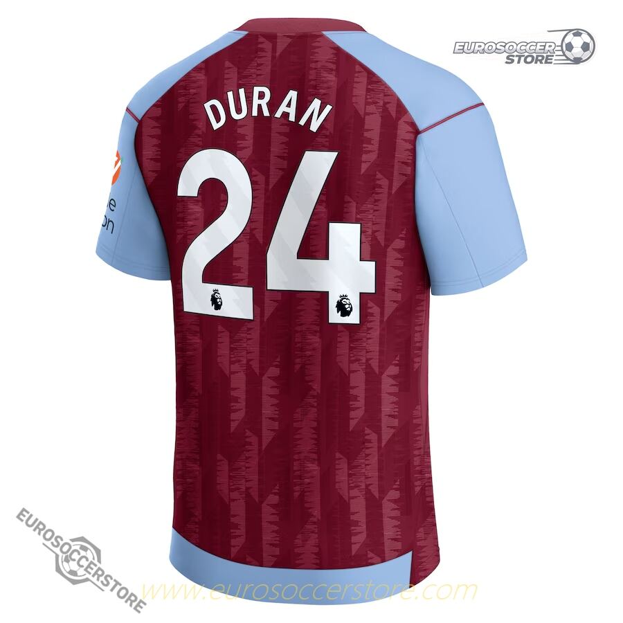 Aston Villa DURAN 24 Home Football Jersey for the 23-24 Season