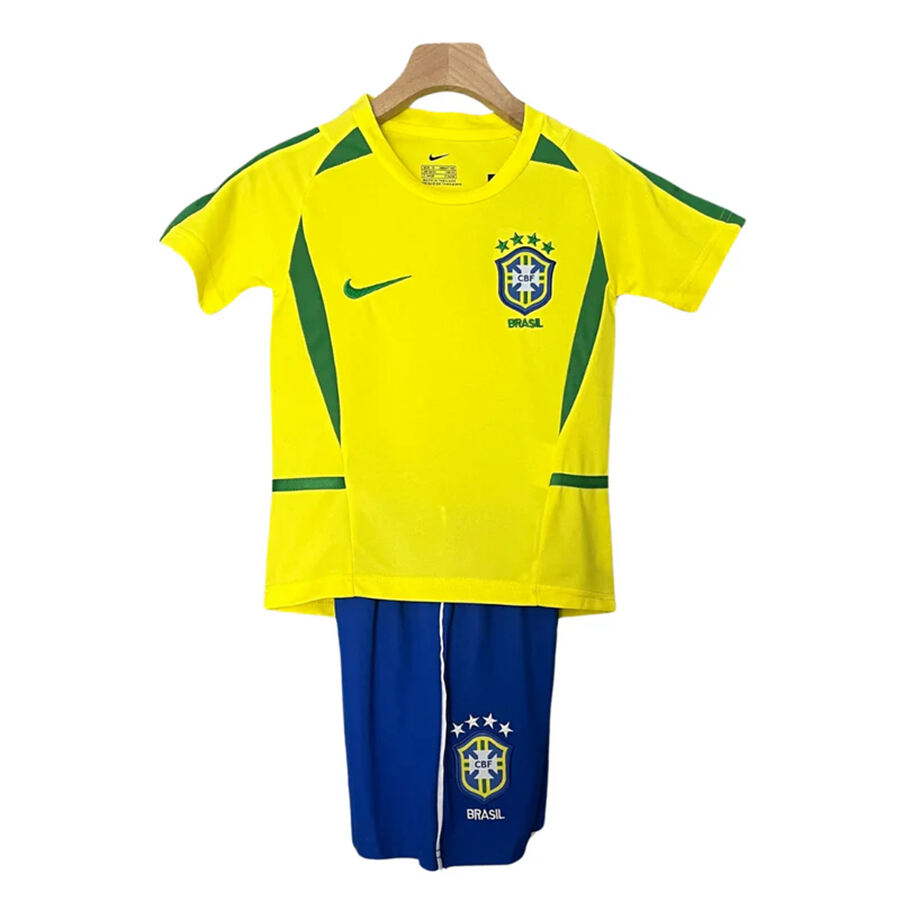 Durable Kids Brazil 2002 Home Soccer Kit Ronaldo 9 ShirtShorts