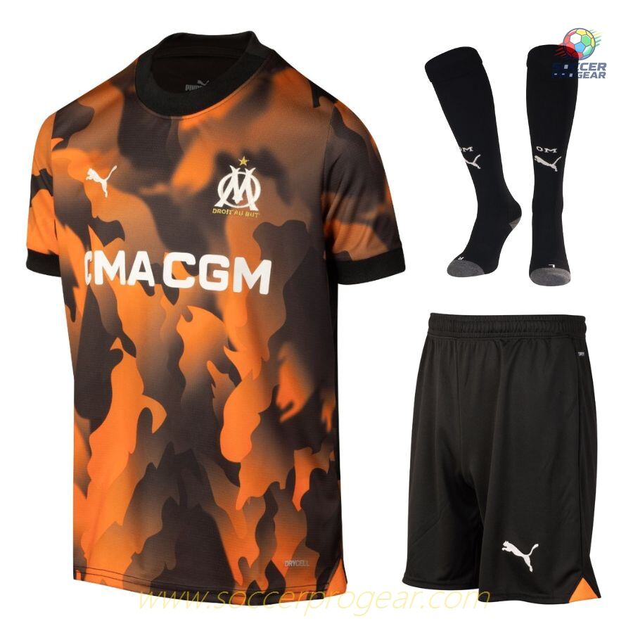 OM French Ligue 1 2023 2024 Third Youth Soccer Uniform Team Shirt