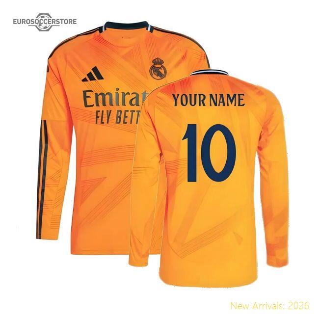Premium-grade 2024-2025 Real Madrid Long Sleeve Away Jersey (your N