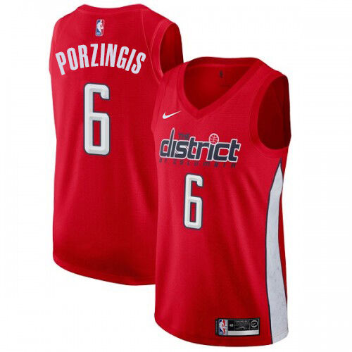 WAS Kristaps Porzingis #6 Premium 2024 Earned NBA Swingman Jersey Red