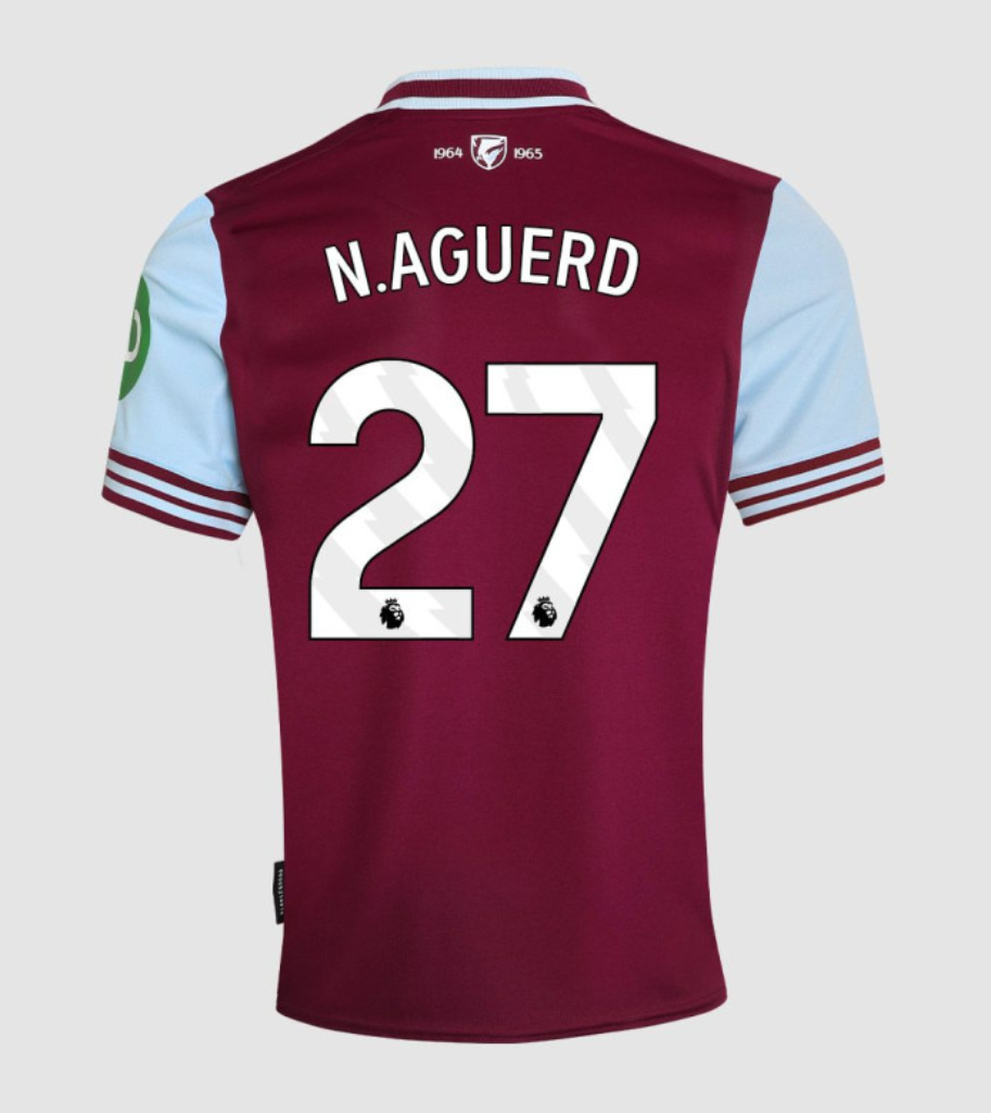 West Ham United's 24-25 Season Home Jersey, Worn by N.AGUERD with Jersey Number 27