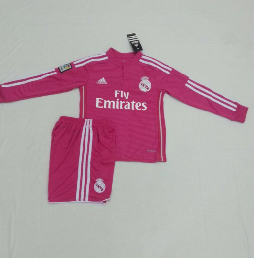 Kids Real Madrid 1415 Long Sleeve Away Soccer KitShirtShorts -