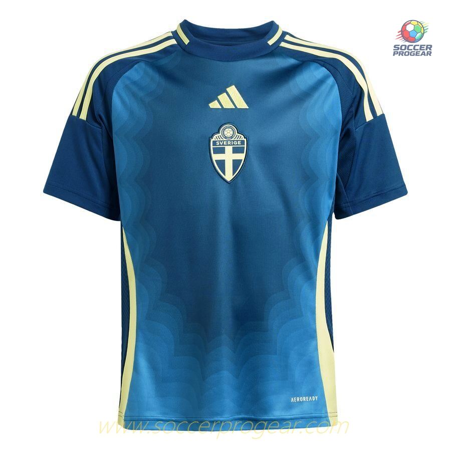 Sweden Euro 2025 Season Away Football Team Jersey for Kids