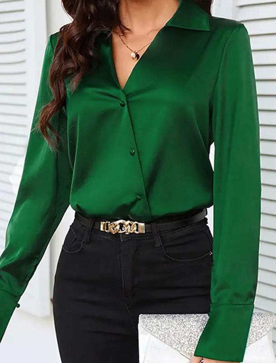 Shirt Blouse Women's Plain Button Street Daily Fashion Shirt Collar Regular Fit S