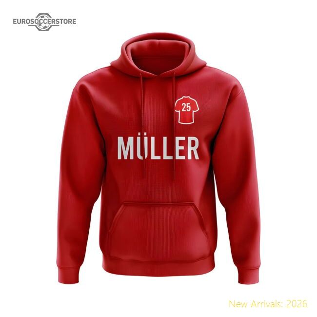Premium-grade Thomas Muller Bayern Munich Number Hoody (red)