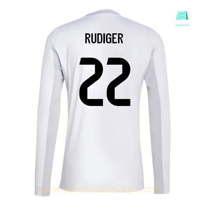 2025-2026 Real Madrid Long Sleeve Home Shirt (Rudiger 22)