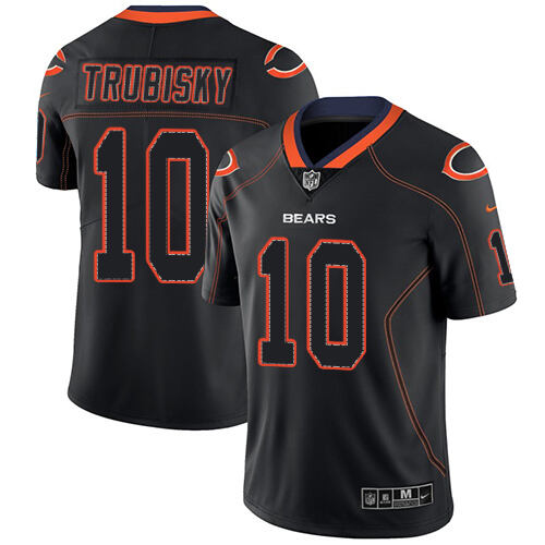 Bears #10 Trubisky Black Lights Out NFL Limited Jersey Game Day